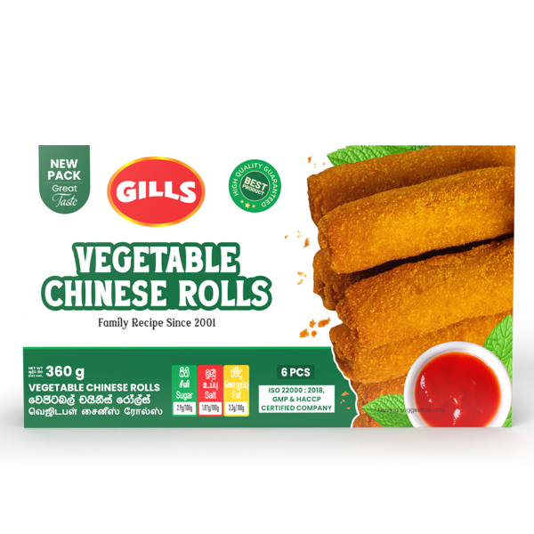 Gills Vegetable Chinese Rolls (6 Nos) 360G - GLOMARK - Frozen Rtc Snacks - in Sri Lanka