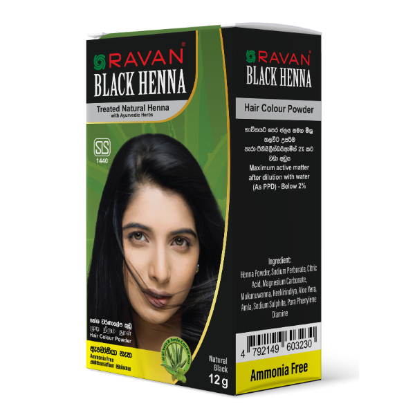 Ravan Heral Black Heena Dye Pack 12G - RAVAN - Hair Care - in Sri Lanka