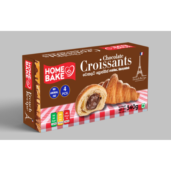 Homebake Chocolate Croissants 300G(4Pc) - HOMEBAKE - Frozen Rtc Snacks - in Sri Lanka