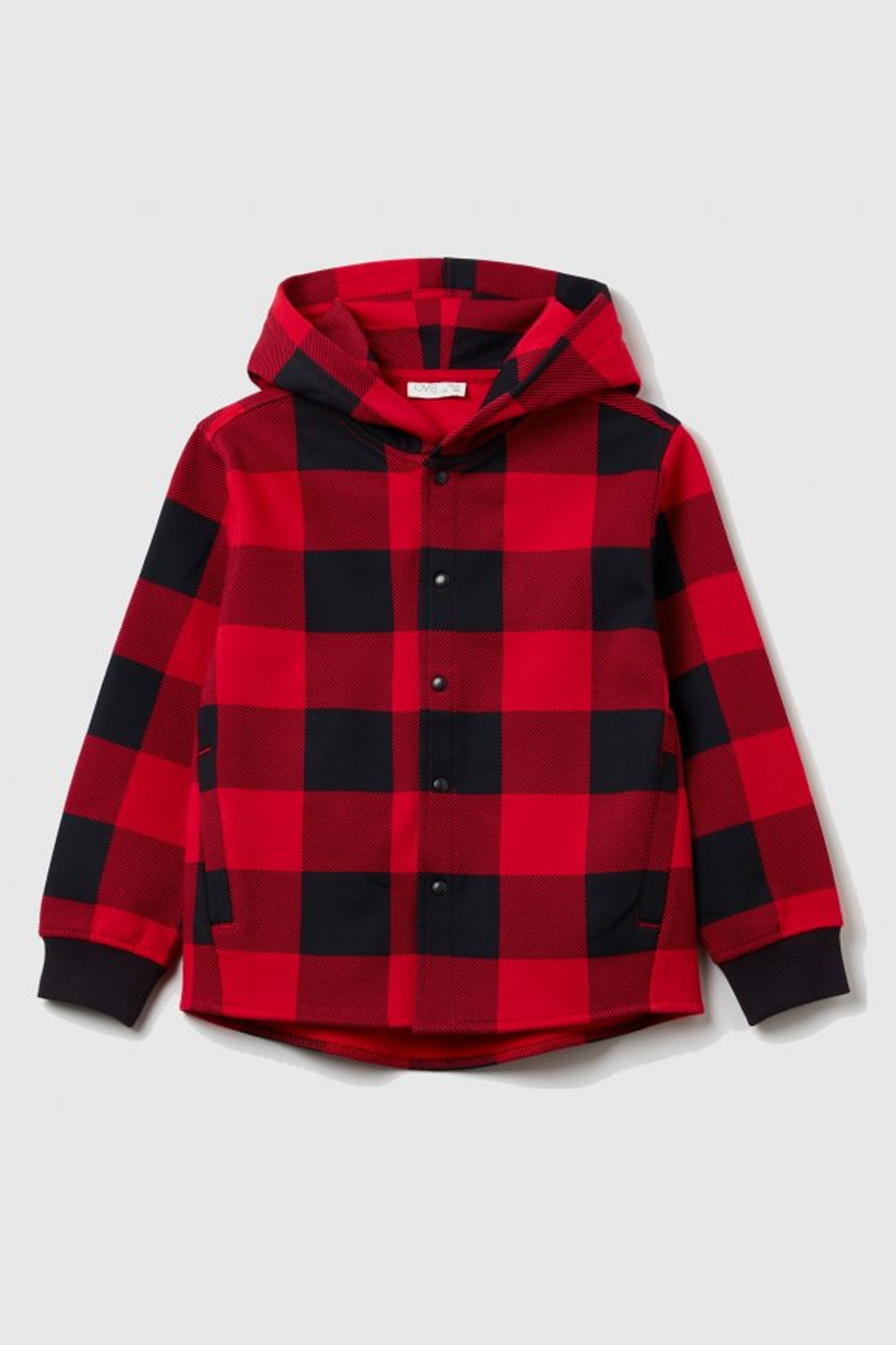 OVS Junior Boys Red Black Checkered Hoody Shirt Odel.lk