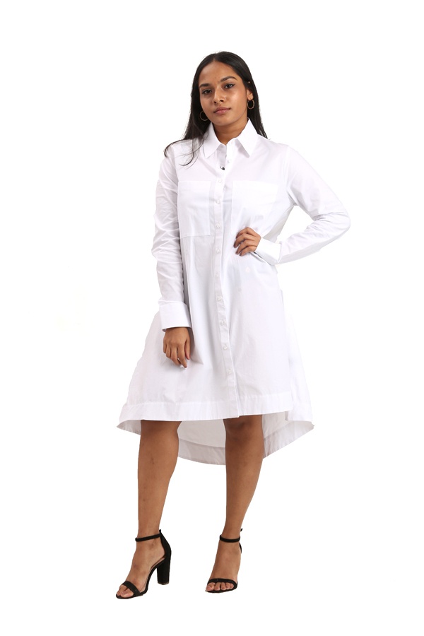 high low white shirt dress