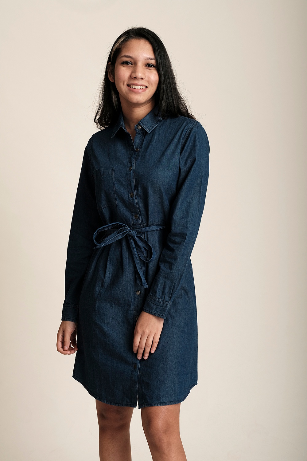 Stretch denim clearance shirt dress