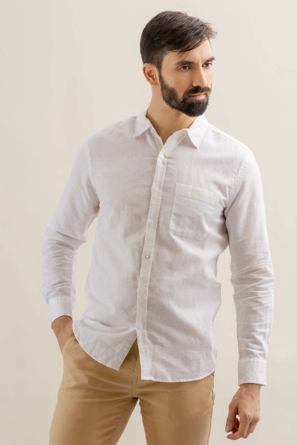 Premium Regular Collar Slim Fit Long Sleeve Linen Shirt