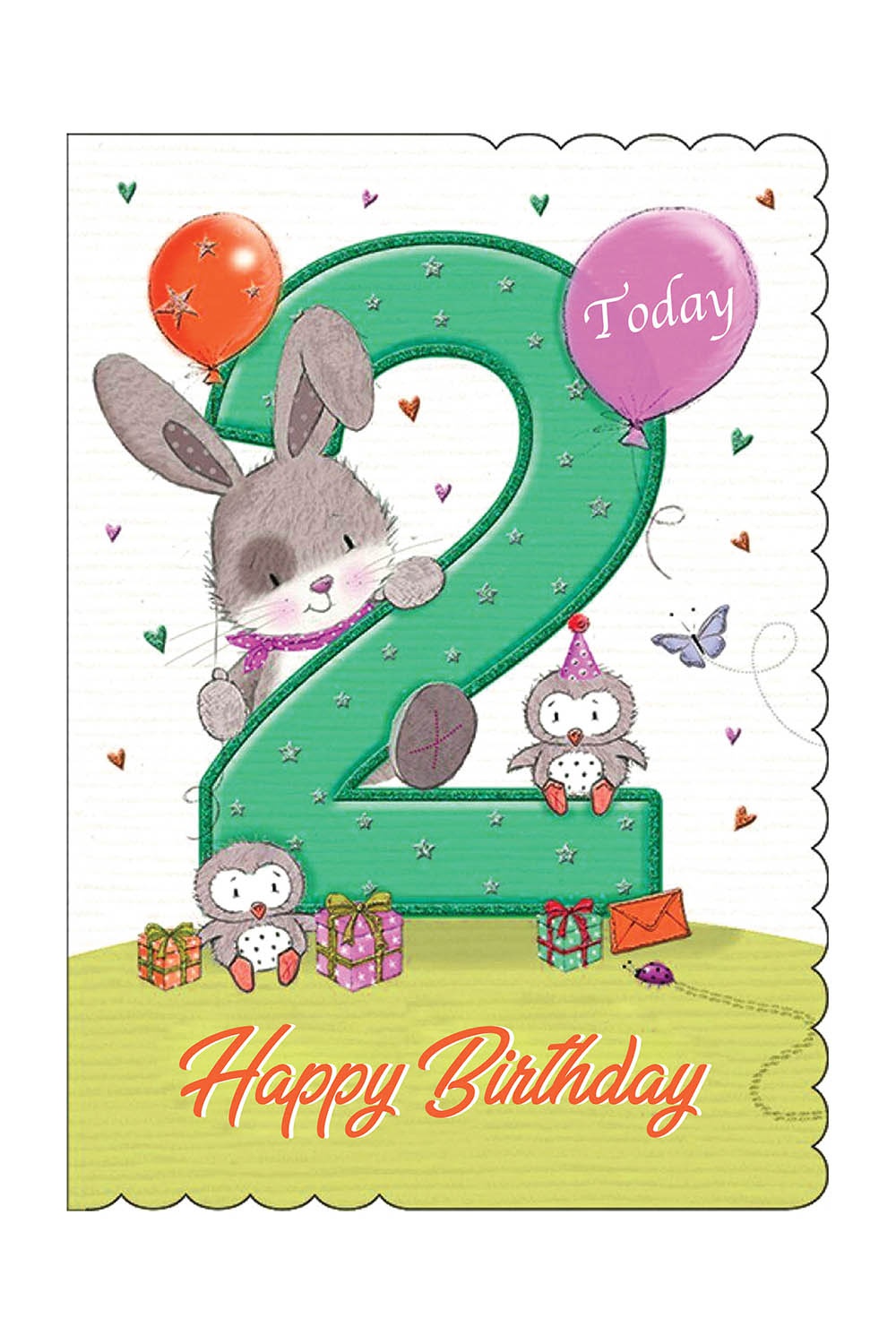 Odel Number 2 Rabbit White Board Birthday Card | Odel.lk