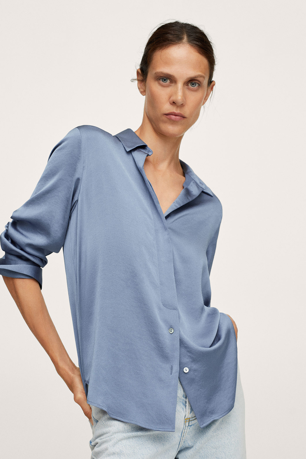 mango satin finish flowy shirt