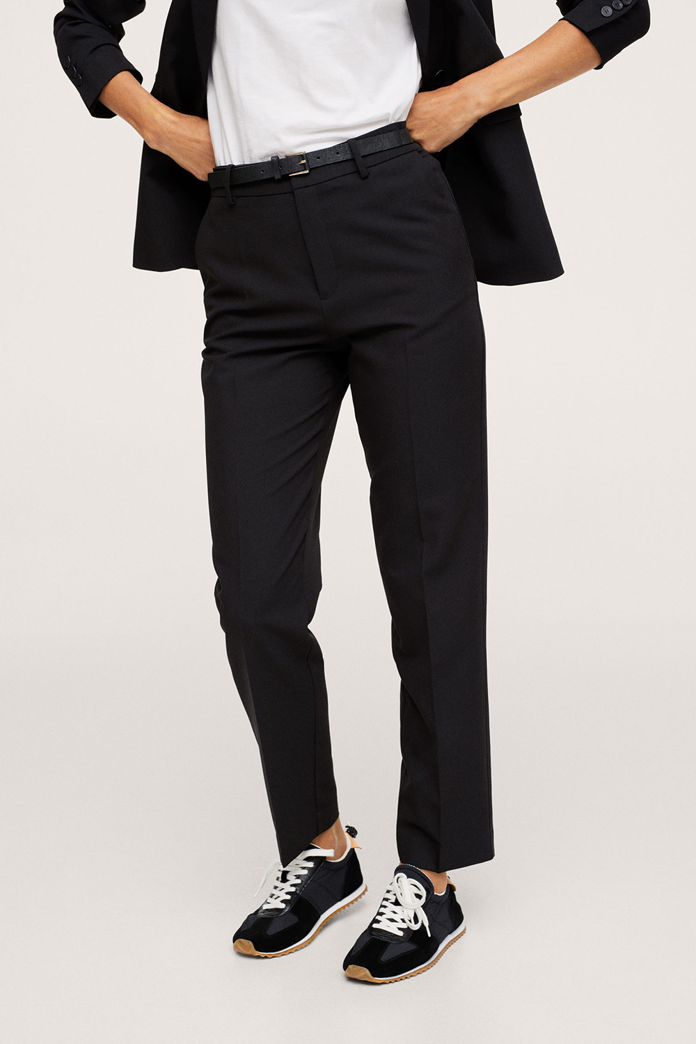 Men's Tapered High Rise Trouser With Belt Loops | Boohoo UK
