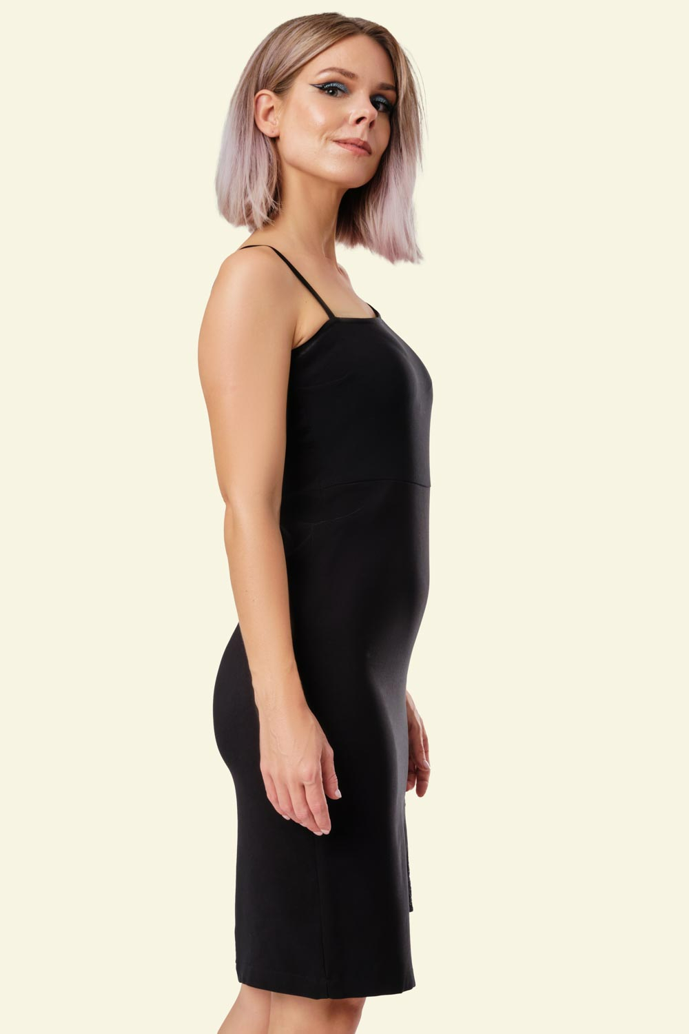 Odel Black Strappy Bodycon Dress With Lace Trim Detail Odel.lk