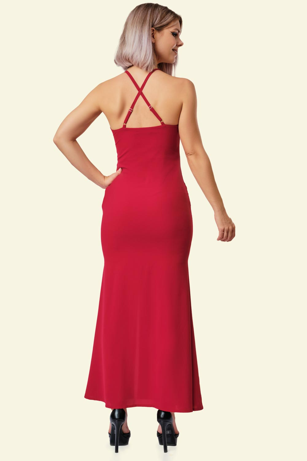 Red strappy maxi sales dress