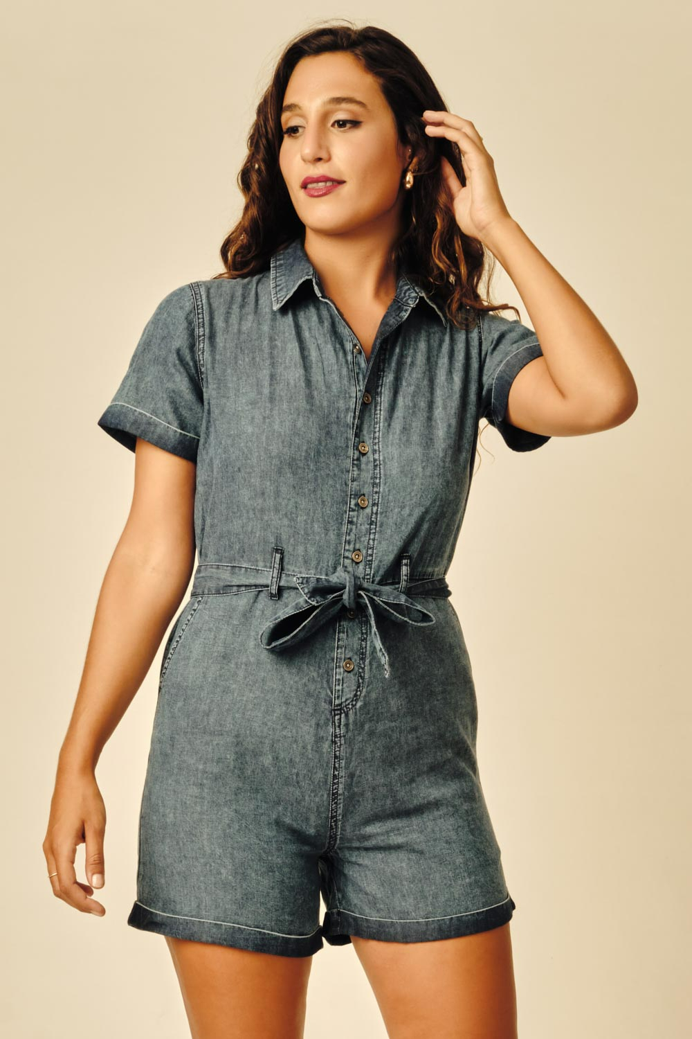 O.D.Co Blue Short Sleeve Tie Up Romper Odel.lk
