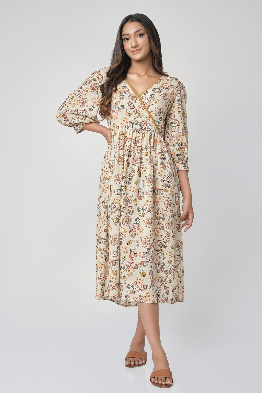 Cotton Collection Cotton Mixed Print Midi Dress By Coco