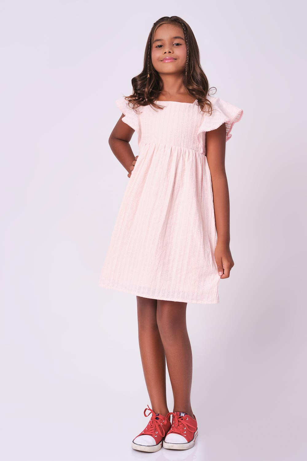 Girls pink cotton clearance dress