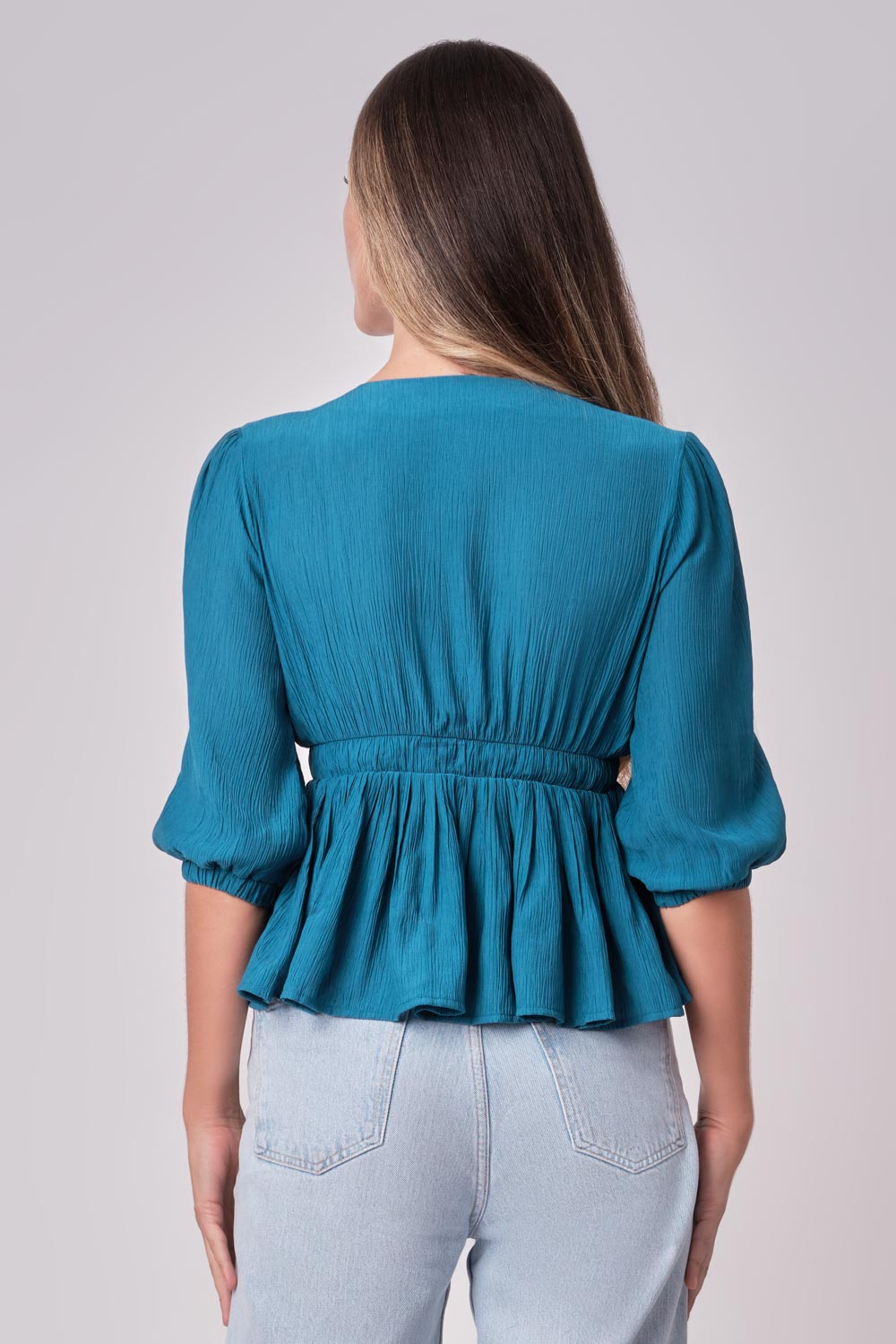turquoise peplum top