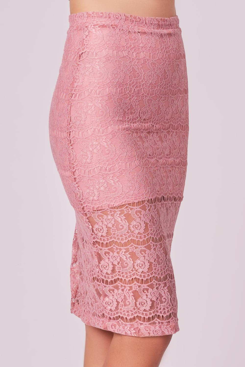 Pink lace midi clearance skirt