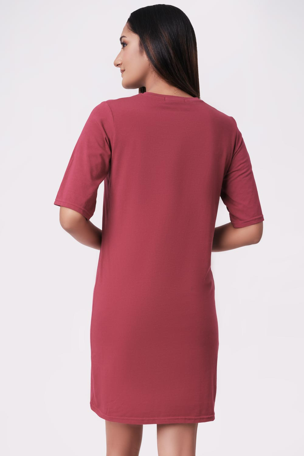 Burgundy tee sales shirt dress