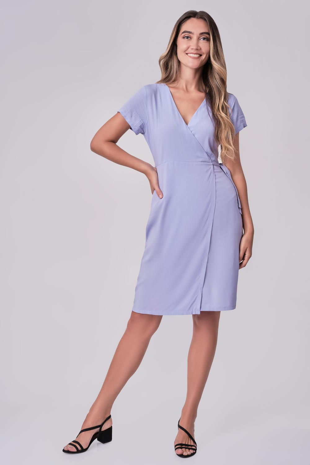 Odel Light Purple Knee Length Wrap Dress