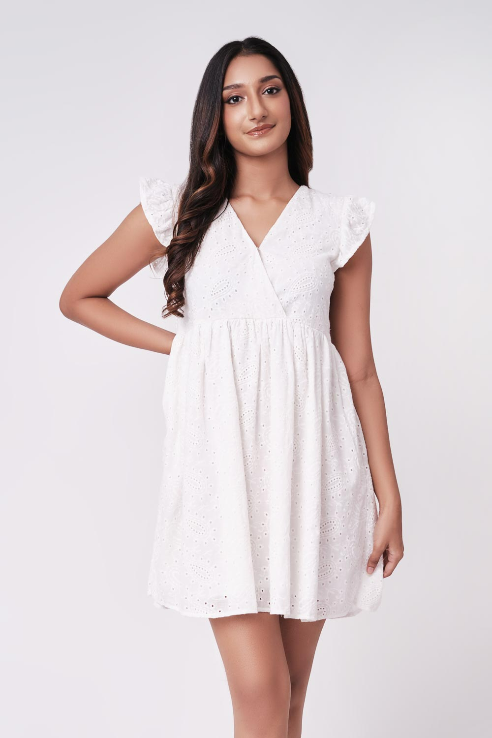 Cotton Collection White Cutlawn Dress By Coco | Odel.lk