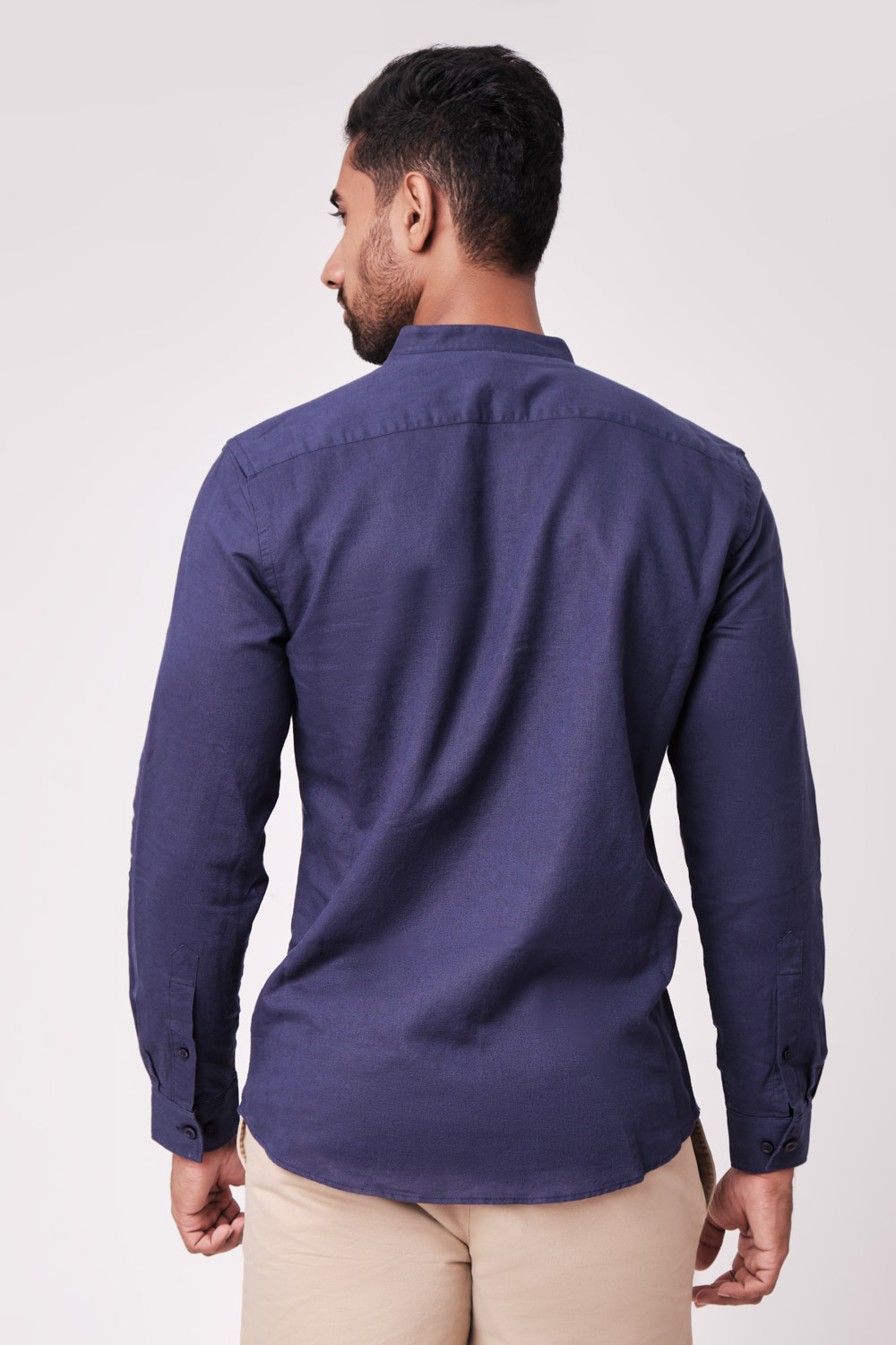 Premium Chinese Collar Linen Long Sleeve Shirt | Odel.lk