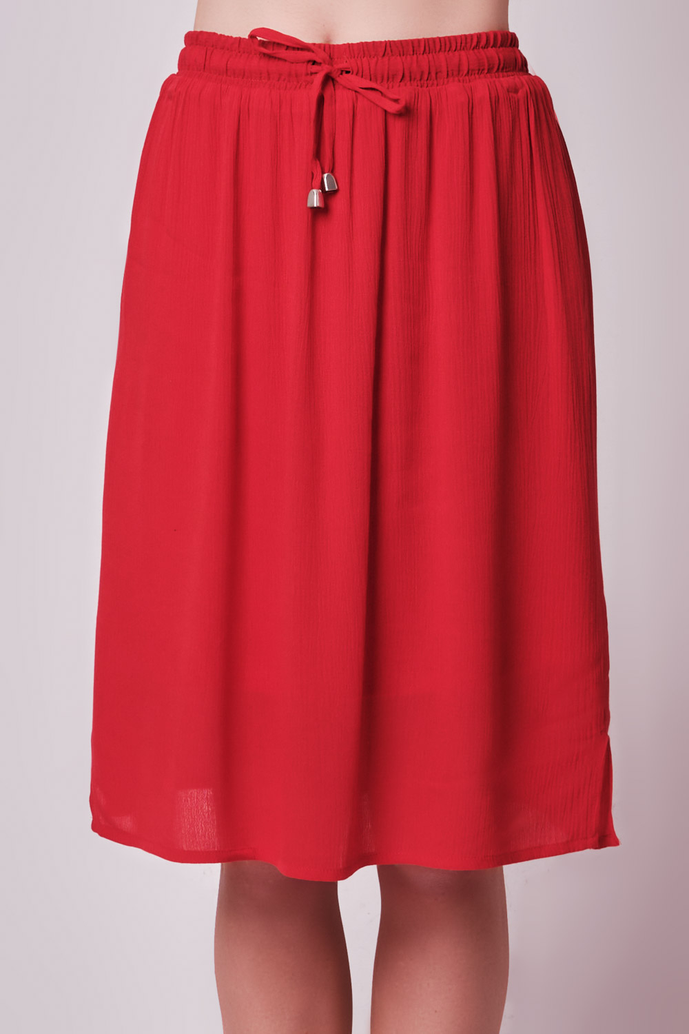 Odel Basics Red Knee Length Regular Fitted Skirt Odel.lk