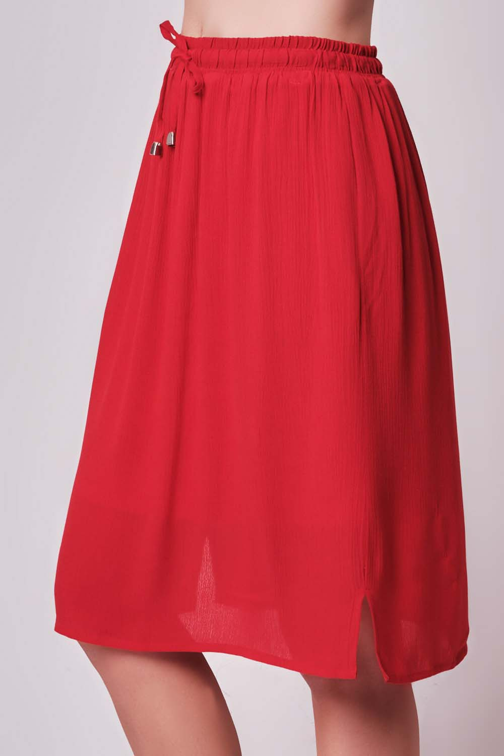 Red Knee Length Skirt