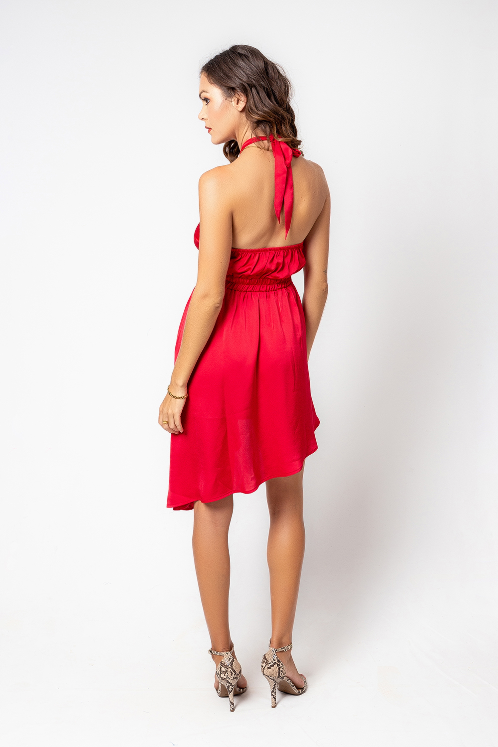 Biconic Red Halter Neck Party Dress | Odel.lk