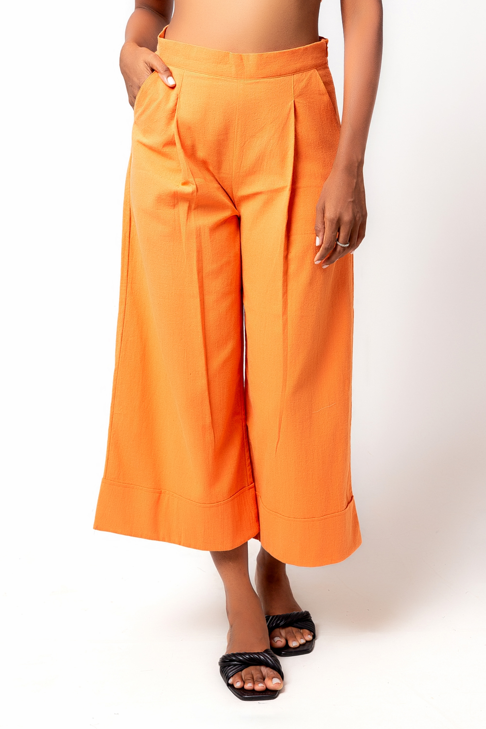 comfort fit cotton pants - pop orange ikat