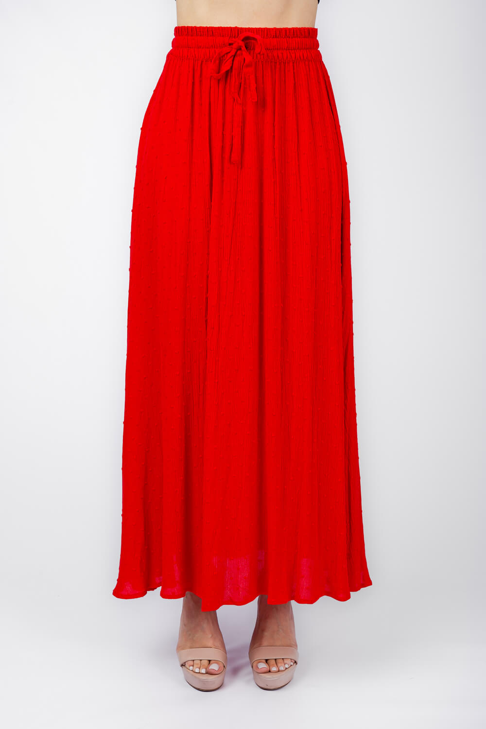 Odel Basics Red Textured Maxi Skirt | Odel.lk