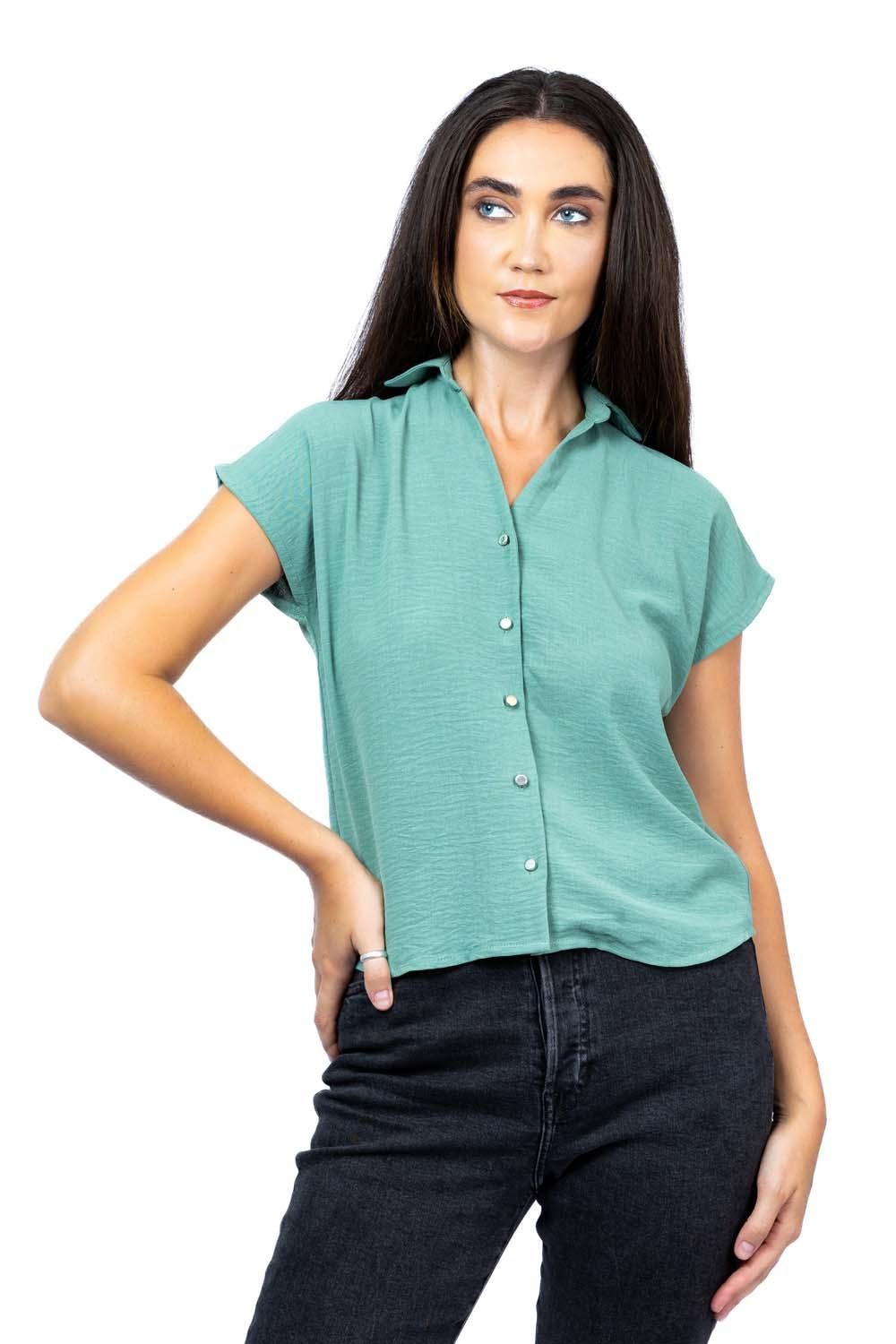 Odel Green Oversized Cap Sleeve Top | Odel.lk