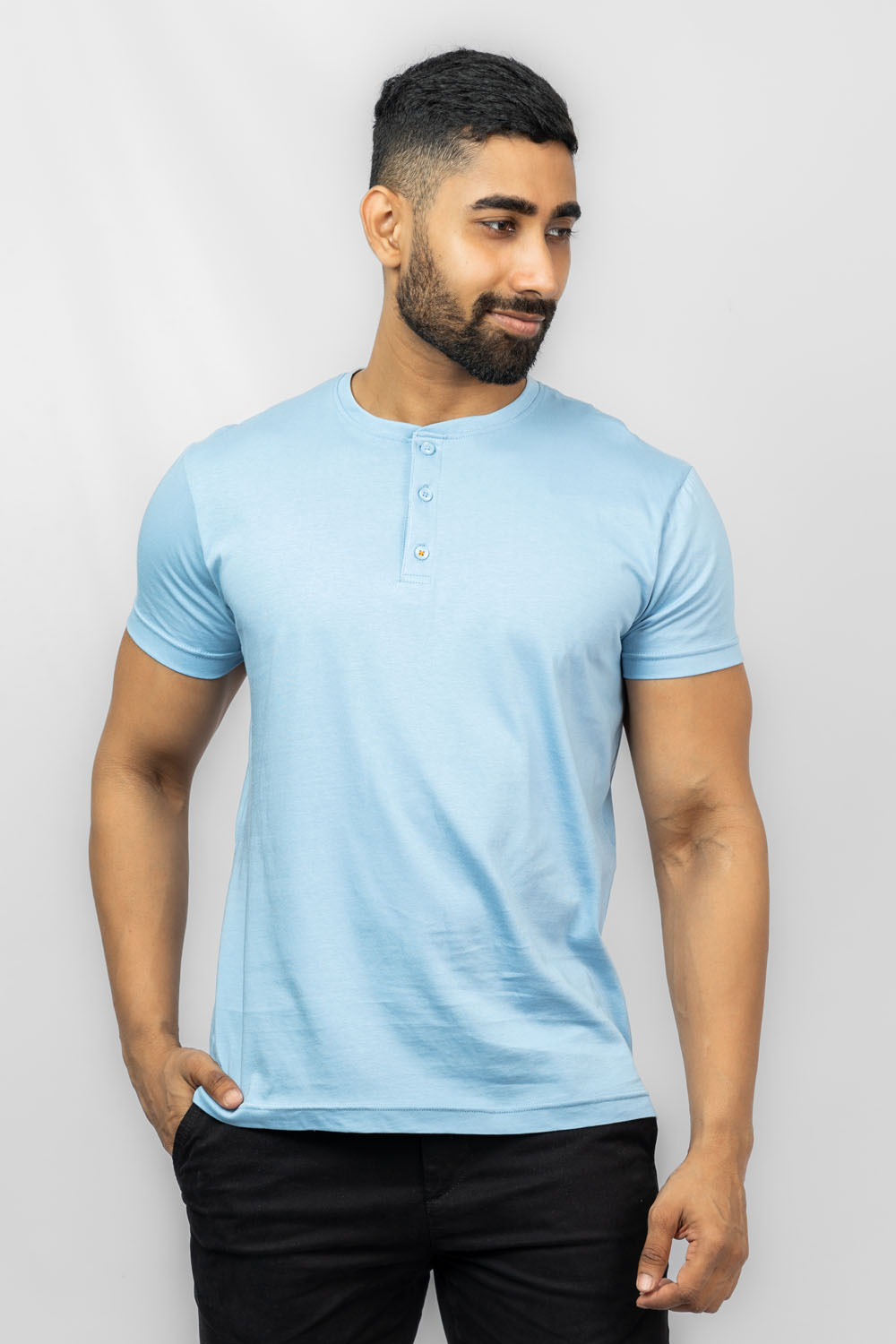 Odel Blue Henley Solid T Shirt