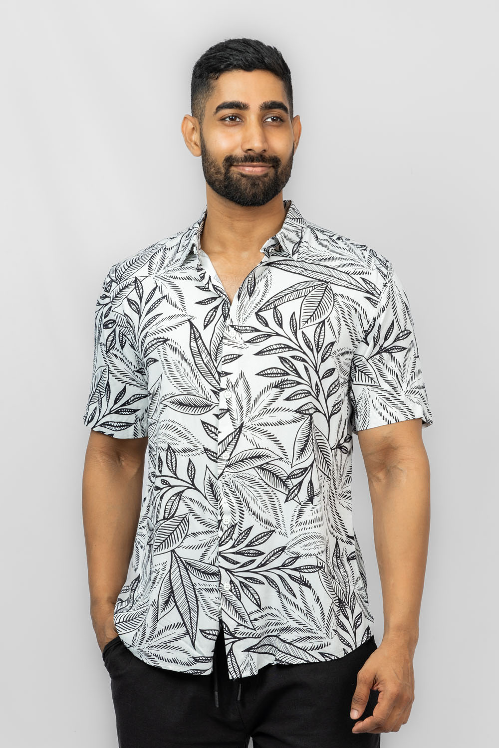 Coco White Viscose Mens Printed Casual Shirt