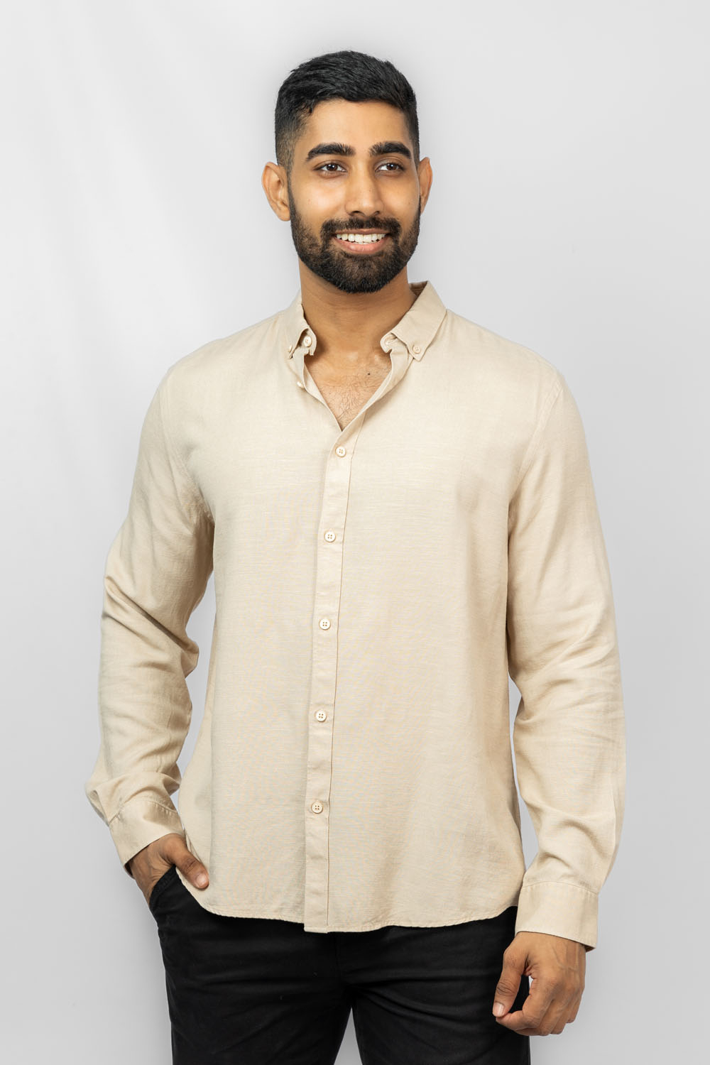 Shirt Mens Informal Wear Coco Beige Mens Casual Shirt