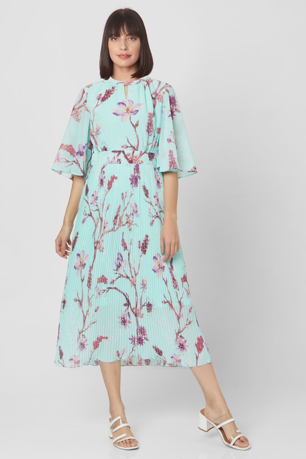 Vero Moda Floral Pleated Midi Dress | Odel.lk