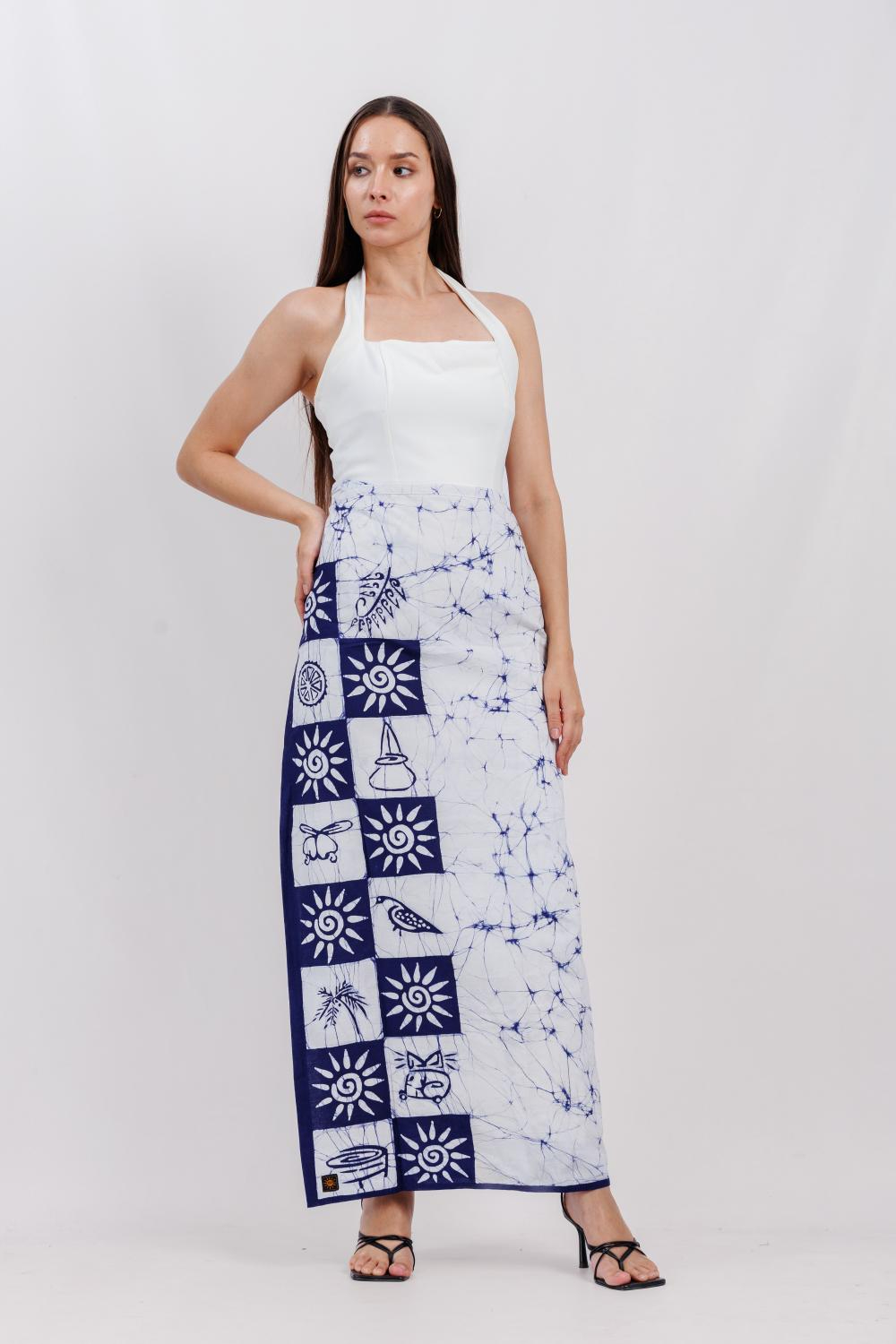 Luv Sl Ladies Lungi Navy Blue Crack With Side Design | Odel.lk