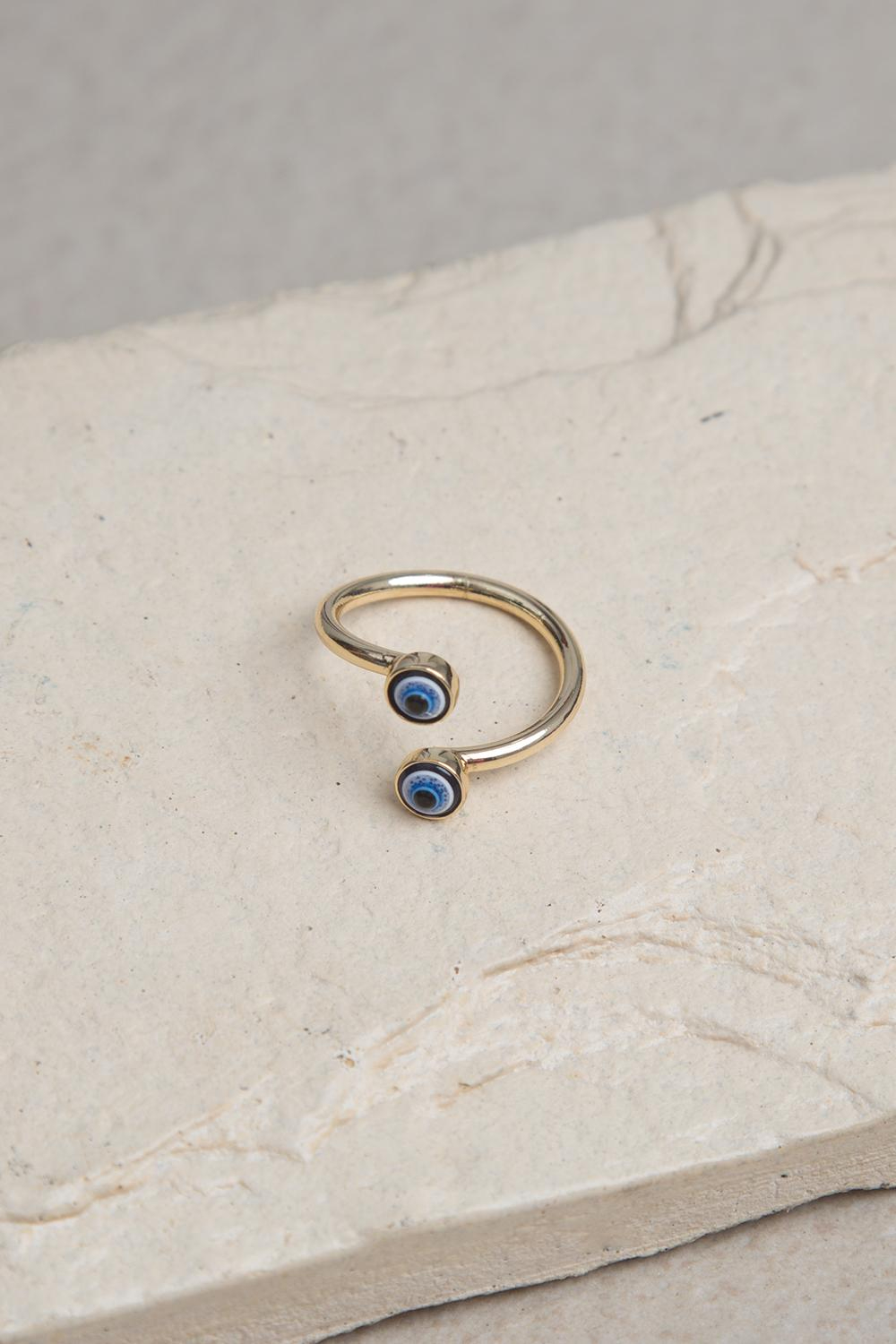 10k Yellow Gold Evil Eye Hamsa Hand Ring - Protective Symbol Jewelry, Size 4.5 - View #5