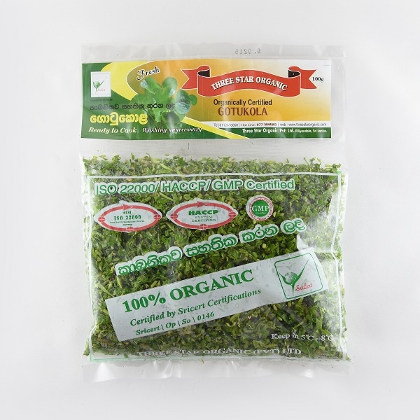 Three Star Organic Cut Gotukola 100G - GLOMARK - Vegetable - in Sri Lanka