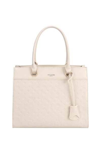 David Jones Canvas Handbag With Leather Trim Beige Taupe