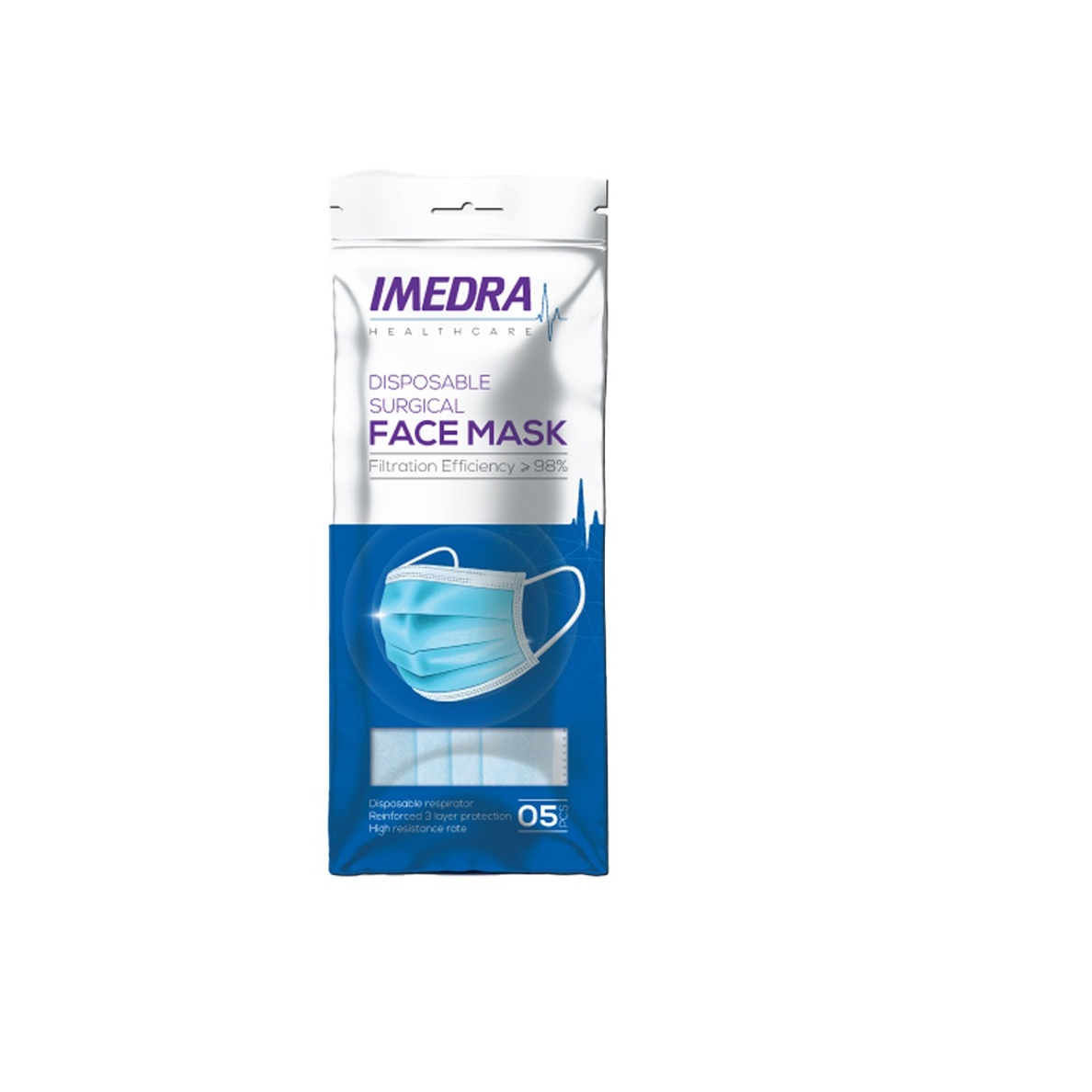 Face Mask 3 Ply Disposable 5 Pcs - FACE MASK - Cleaning Durables - in Sri Lanka