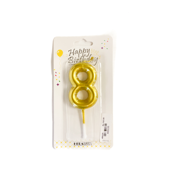 Number Candle Shine -8 - MIRACLE TOYS - Party-Ware - in Sri Lanka