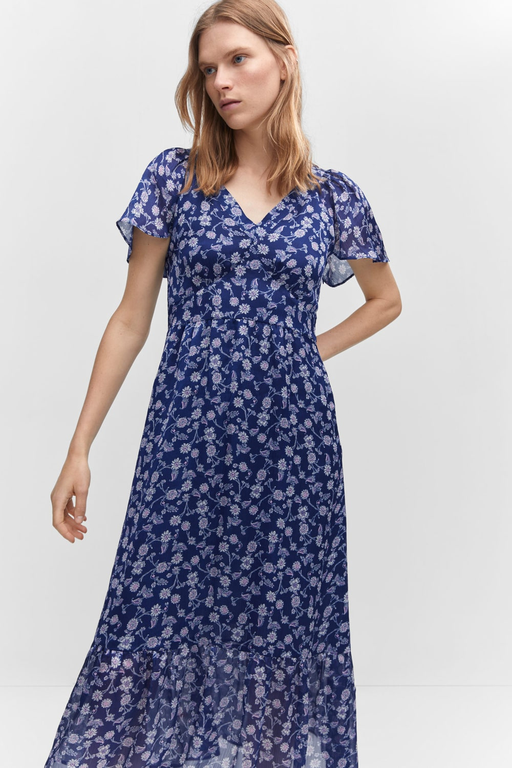 Mango blue 2024 floral dress