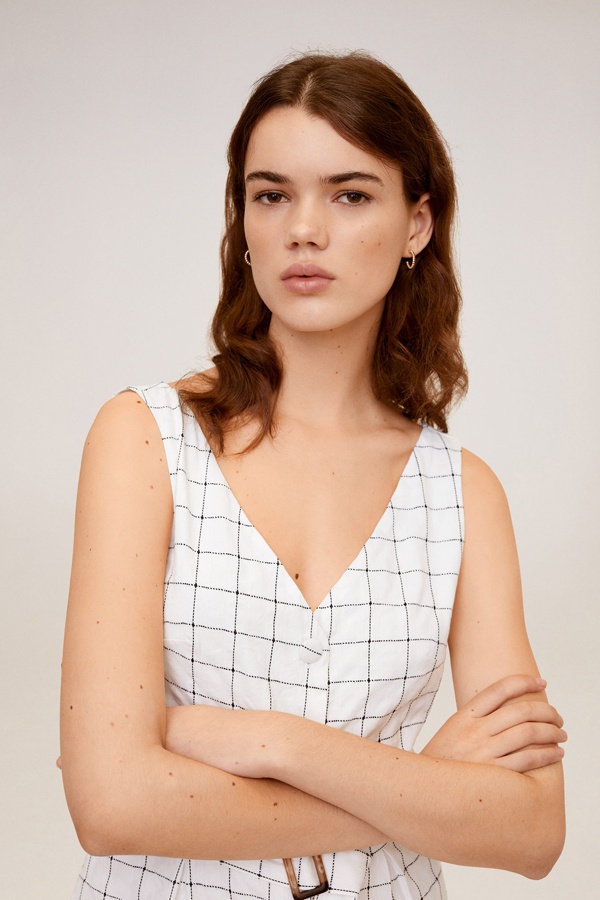 Mango checked hotsell cotton dress