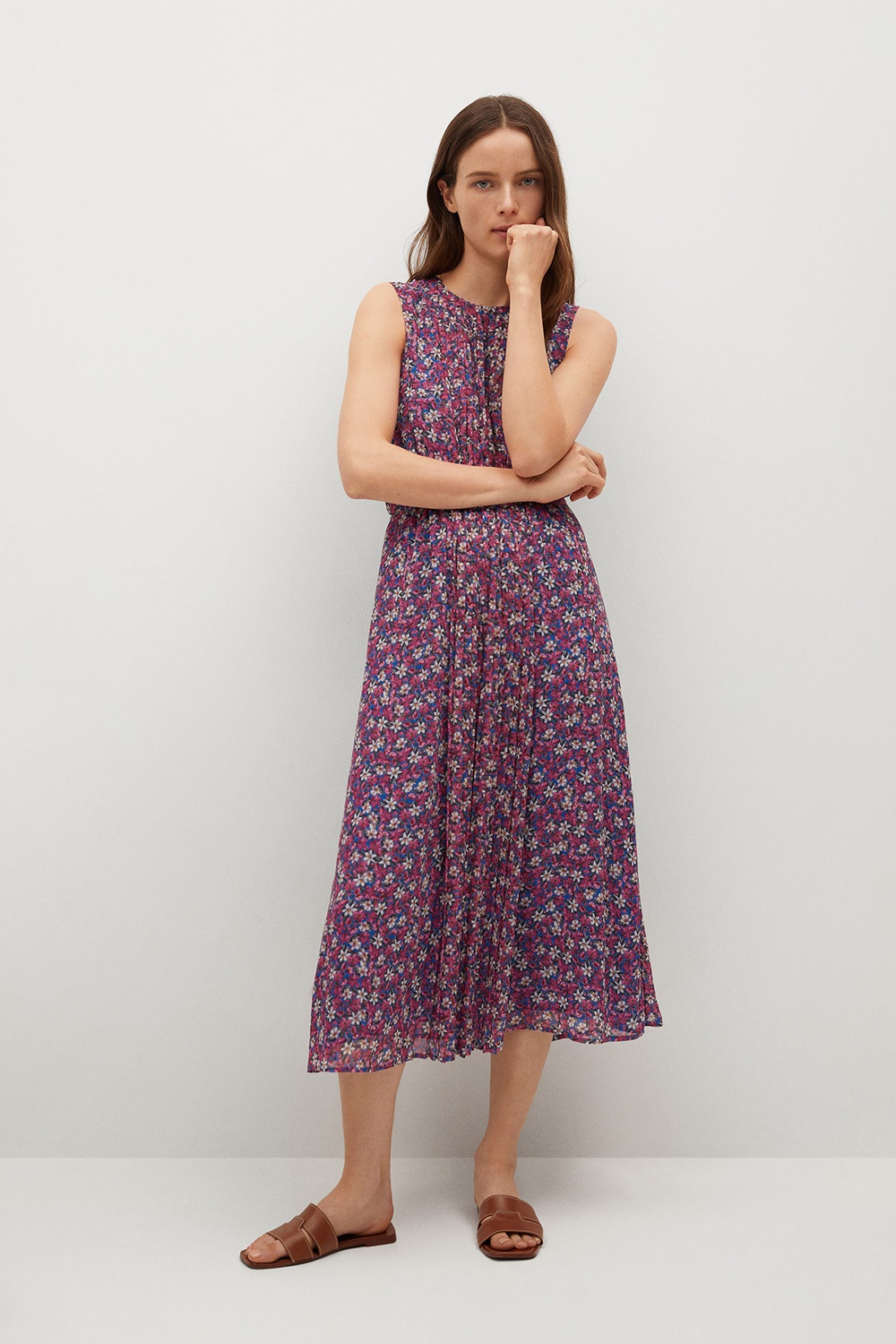 Mango floral midi dress best sale