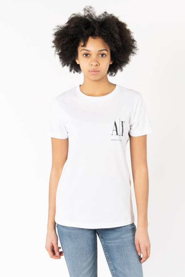 Armani Exchange White W Black Print Womens T Shirt Odel.lk