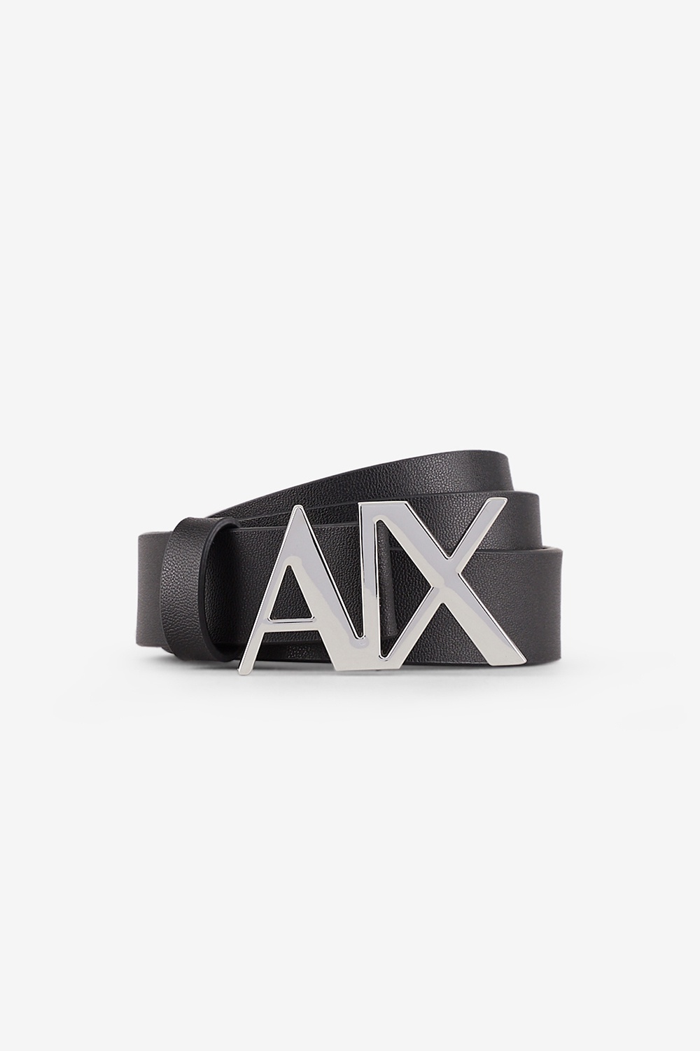 Armani Exchange Silver Buckle Black Belt 