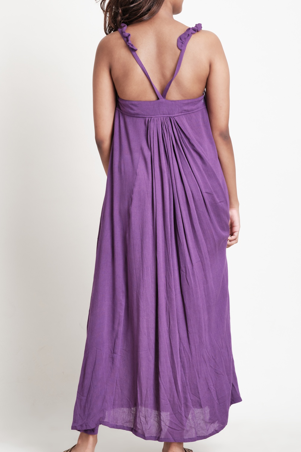 Cotton Collection Solid Color Sleeveless Maxi Dress By Coco