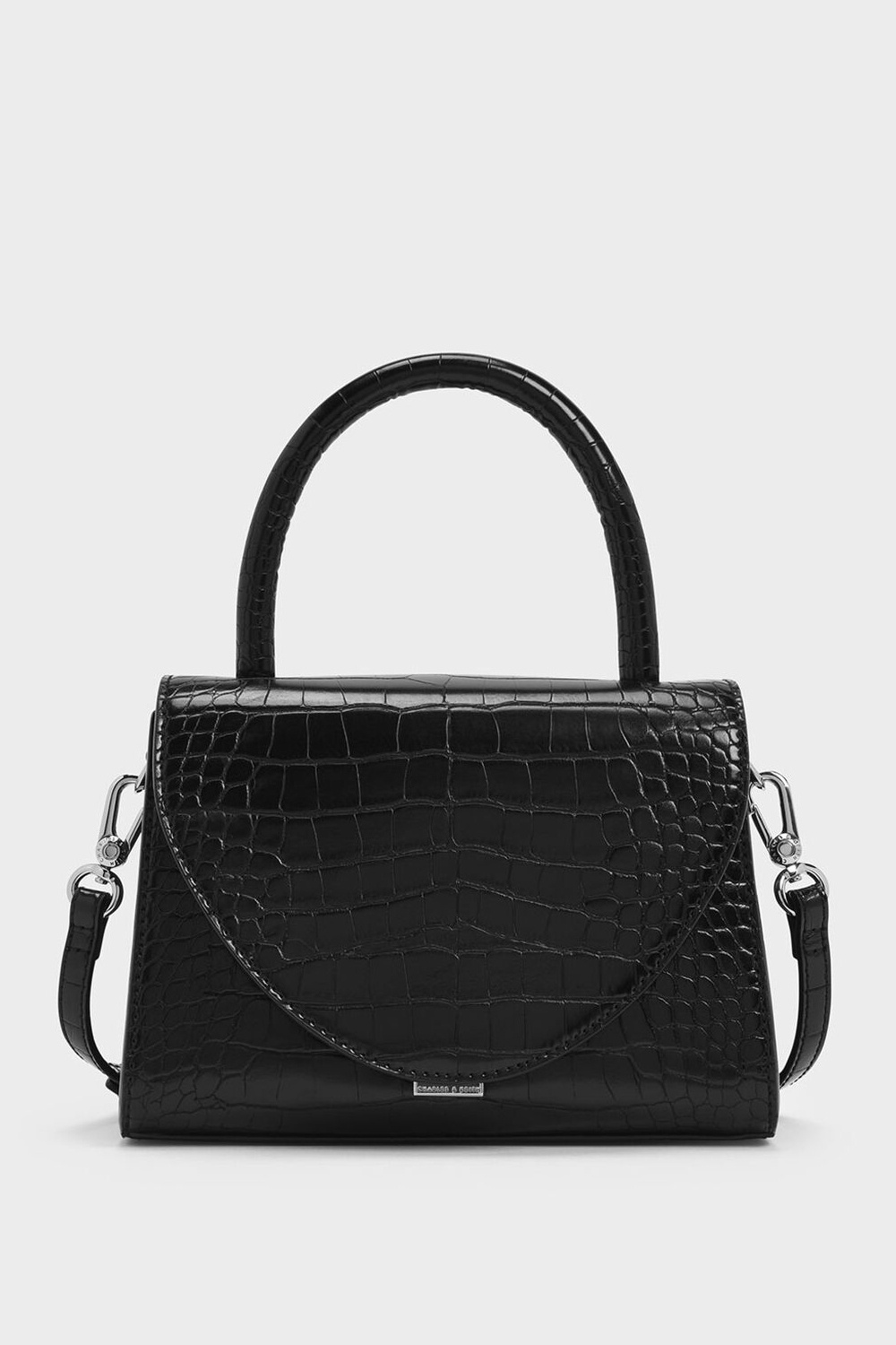 charles and keith croc effect bucket shoulder bag