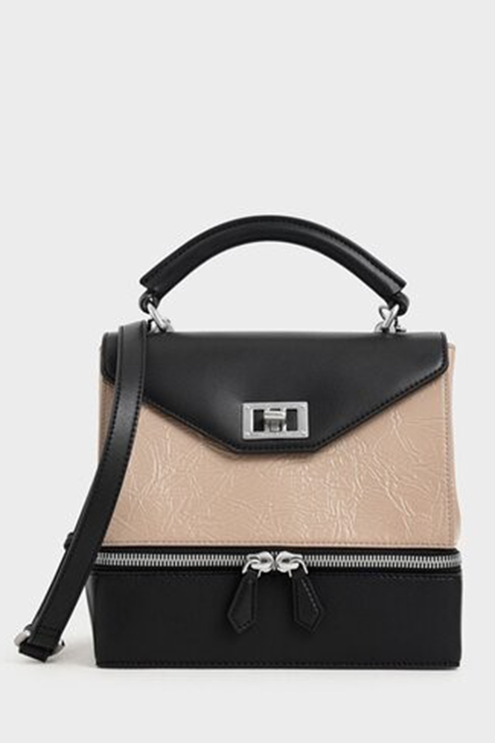 charles and keith wrinkled effect saddle bag