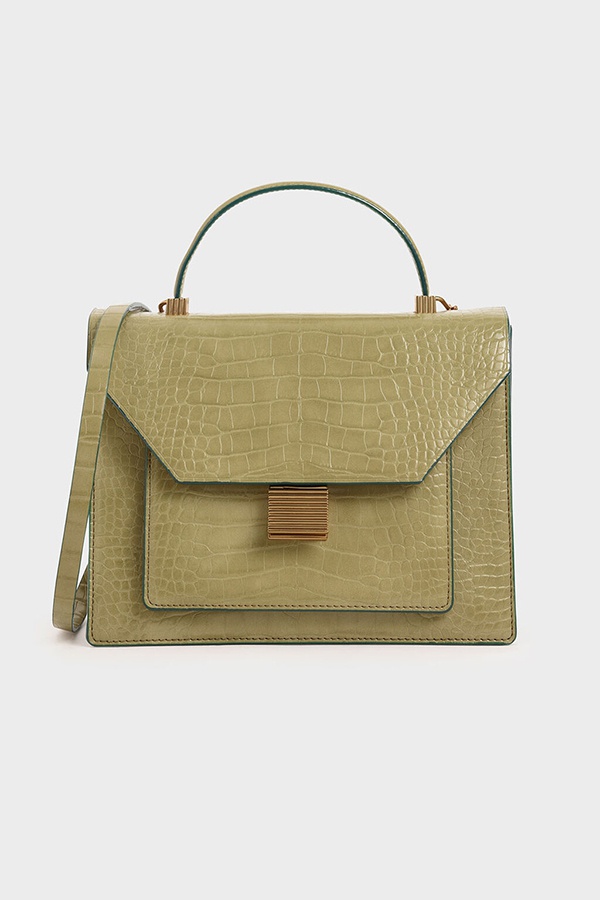 charles and keith croc effect bucket shoulder bag