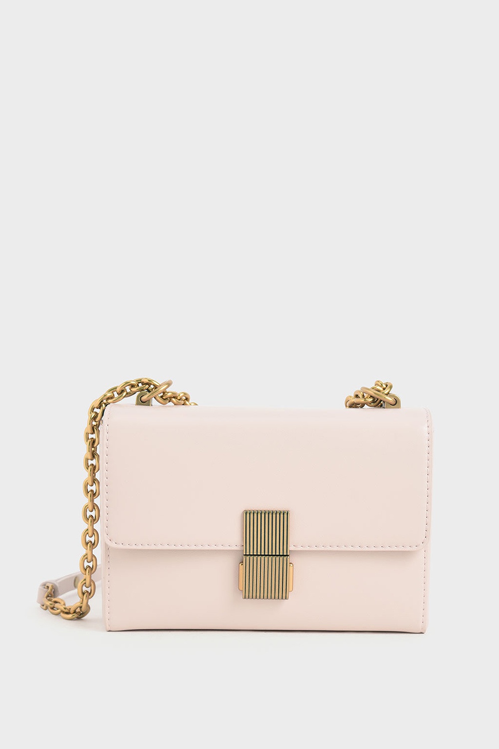 metallic push lock crossbody bag charles and keith