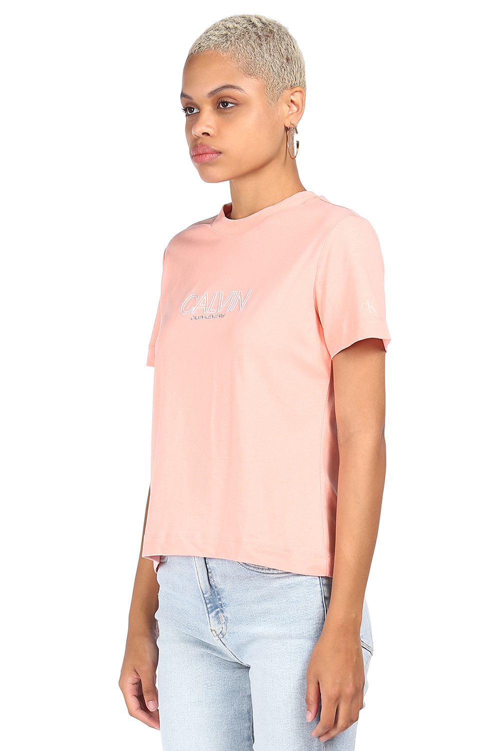 Calvin klein women's pink hotsell t shirt