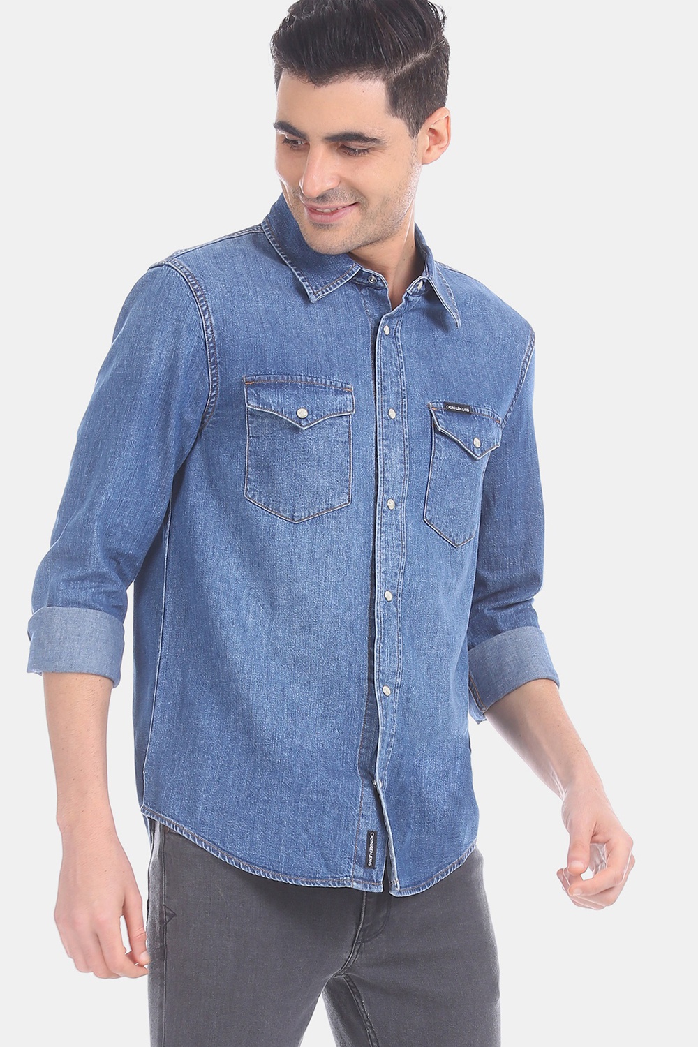 Calvin Klein Denim Double Pocket Men's Shirt | Odel.lk