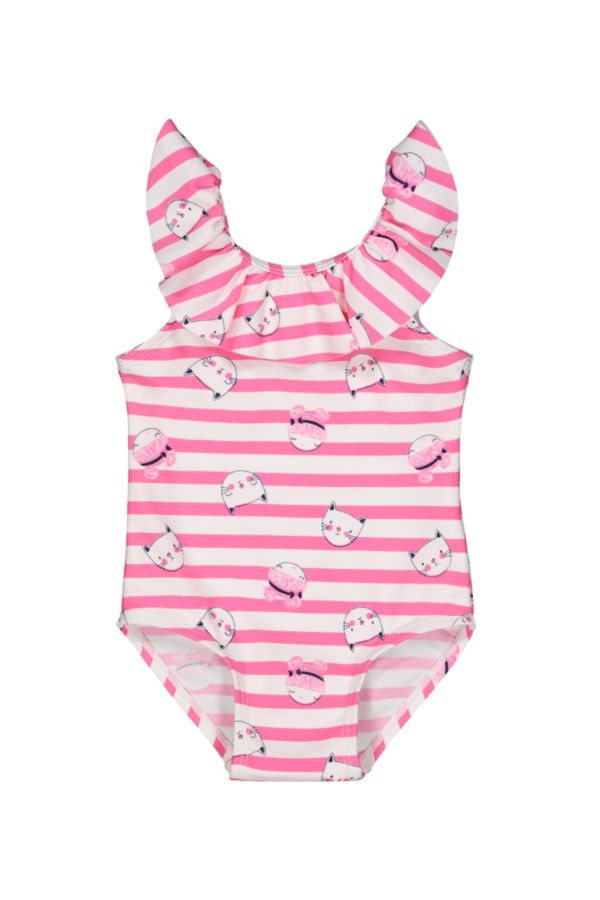 Mothercare Girls Pink Stripe Cat Swimsuit | Odel.lk